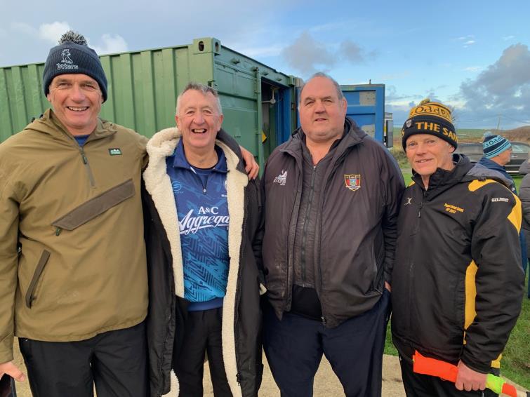 Rival coaching camps - Bill Ridge and Richard Jones (Narberth) and Jack Dudley and Bruce Evans (St Davids)